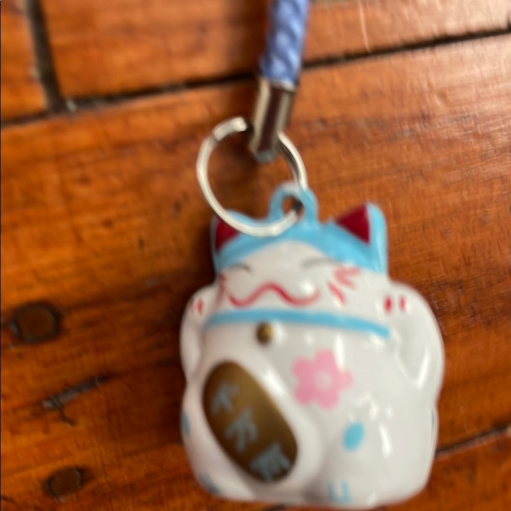 Lucky Cat Charm with Blue Cord - Picture 3 of 4